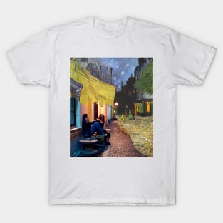 Van Gogh Café Terrace at Night and Jessie and Celine in Before Sunrise T-Shirt